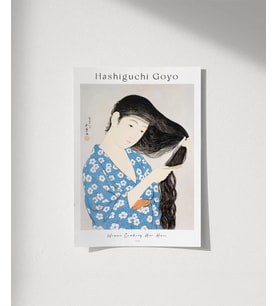 Çerçevesiz Poster Hashiguchi Goyo Saçını Tarayan Kadın