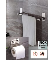40cm Havluluk ve Tuvalet Kağıtlığı Set - inox Yapışkan Bant Sistem