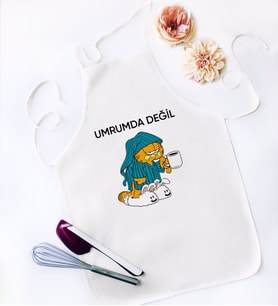 BK Gift Umrumda Değil Tasarımlı Beyaz Mutfak Önlüğü - Model 1
