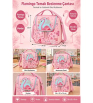Flamingo Beslenme Çantası Çocuk Okul Yemek Çantası Pembe Termal Isı Yalıtımlı 24x22x14 cm