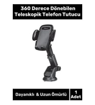 Premium Dayanıklı Vantuzlu Sağlam Çok Fonksiyonlu 360 Derece Dönebilen Teleskopik Telefon Tutucu