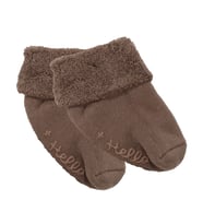 Unisex Koyu Kahve Kıvrık Hello Kaydırmaz Taban Havlu Çorap