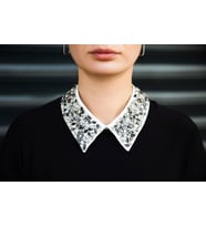 Takılabilir Kadın/Erkek Taş İşlemeli Kumaş Yaka - Her Tarza Uyumlu Şık Detay