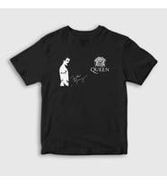 Presmono Unisex Çocuk Siyah İmza Queen Freddie Mercury T-Shirt 34340tt