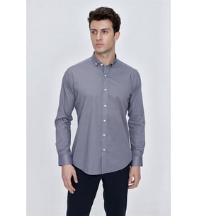 Açık Kırmızı Uzun Kol Gömlek Yaka Klasik Slim Fit Pamuklu Likralı Gömlek 1004225208