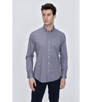 Açık Kırmızı Uzun Kol Gömlek Yaka Klasik Slim Fit Pamuklu Likralı Gömlek 1004225208