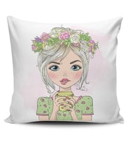 Alkanhomes Fashion Girl Dijital Baskılı Kırlent Kılıfı