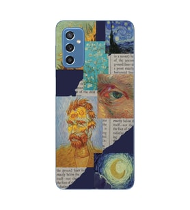 Samsung Galaxy M52 Uyumlu Vincent van Gogh Kolaj Desenli Şeffaf Telefon Kılıfı