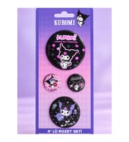 Kuromi & Hello Kitty Lisanslı 4'lü Rozet Set