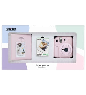 Instax mini 12 Pembe Fotoğraf Makinesi 10'lu Film ve PVC Albüm Bundle Box