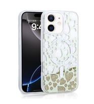 iPhone 11 Kılıf Sıvılı Simli Baskılı Şeffaf Arka Yüzey Mossa Silikon Kılıf (Gold)