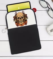 BK Gift Kurukafa Tasarımlı Taşınabilir Koruyucu Tablet Kılıfı & Organizer Çanta - Siyah-1