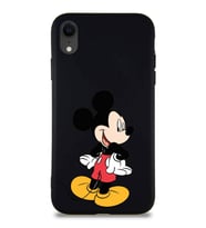 Apple iPhone XR Soft Premier Kapak Mickey Mouse-D Tasarımlı Silikon Kılıf - Siyah (Şeffaf)