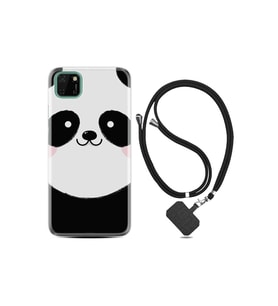 Huawei Y5p Kılıf Silikon Desen Boyun Askılı Sevimli Panda 1794