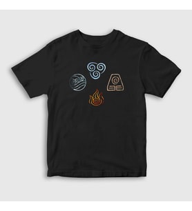 Presmono Unisex Çocuk Siyah Symbols Anime Avatar The Last Airbender T-Shirt 262669tt
