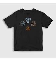 Presmono Unisex Çocuk Siyah Symbols Anime Avatar The Last Airbender T-Shirt 262669tt