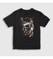 Presmono Unisex Çocuk Siyah Skull Wolf Kurt T-Shirt 307322tt