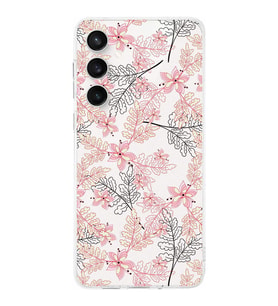 PrintiFy S24 FE ile Uyumlu Kamera Korumalı Floral Kırmızı Tasarımlı Şeffaf Silikon Kılıf