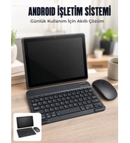 Android Tablet Bluetooth Klye Mouse Seti SIM Kart Girişi Kablosuz Bağlantı ve Günlük Kullanıma Uygun
