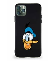 Apple iPhone 11 Pro Max Soft Premier Kapak Donald Duck-A Tasarımlı Silikon Kılıf - Siyah (Şeffaf)