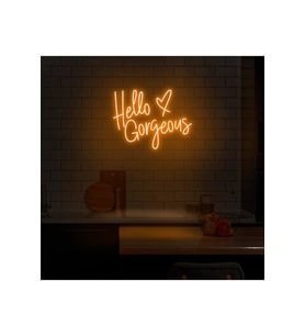 Hello Gorgeous Yazılı ve Şekilli Neon Tabela