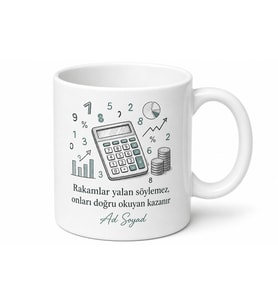 Hesap Makinesi Rakamlar Çizimli Finans Uzmanı Kupa Bardak Hediye
