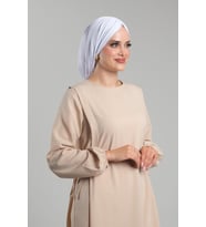 Beyaz Pratik Hazır Geçmeli Tesettür Bone Sandy Büzgülü Salaş 2119_42
