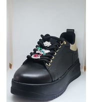 Swellsoft Kelebek Kadın Sneaker Kalın Taban Taşlı Spor Ayakkabı (Siyah)