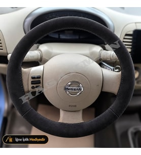 Nissan Note E11 Dikme Direksiyon Kılıfı Alcantara Süet Monza Black Tekna-Solu Tuşlu 2006-2013