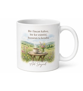 Kır Kahvesi Temalı Baskılı Kupa Bardak Doğa Hediye Kahve Kupası