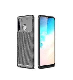 Samsung Galaxy A21 Kılıf Esnek Soft Karbon Tasarım Legion Serisi (Siyah)