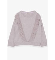 Breeze Kız Çocuk Sweatshirt Güpürlü 4-9 Yaş, Bej Melanj