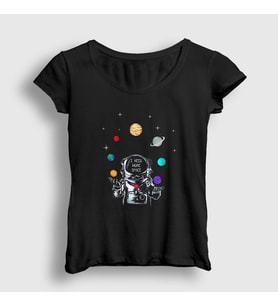 Presmono Kadın Siyah More Space Astronaut Space Astronot Uzay T-Shirt 282633tt