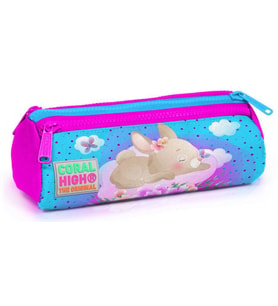 Coral High Mavi Pembe Tavşan Üç Bölmeli Kalem Çantası - Kız Çocuk