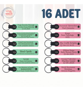 Yeşil & Pembe, Doğa Kampı Ekibine Veda Anısı, 16’lı Set, İsim Yazılı Anlamlı Hediyelik Anahtarlık