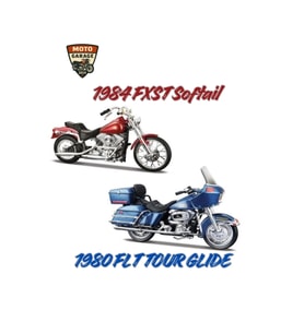 1:18 Harley-Davidson Efsanevi İkili Set - 1984 FXST Softail & 1980 FLT Tour Glide  Moto Garage 2024