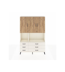 Arges Dolap 6 Raflı 6 Çekmeceli 3 Kapaklı 132x30x195 Aytaşı-Çam/Aytaşı