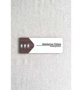 Bekleme Odası Kapı Tabelası – MDF Yönlendirme Levhası  19x7 cm Çift Katmanlı