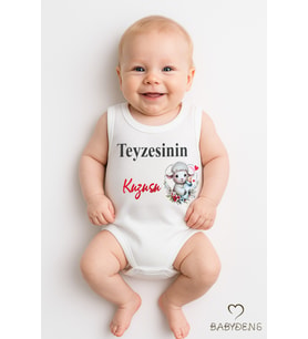 Teyzesinin Kuzusu Yazılı Kolsuz Bebek Body – %100 Pamuk, Çıtçıtlı Yazlık Zıbın, Sevimli Kuzu Baskılı (Beyaz)