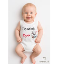 Teyzesinin Kuzusu Yazılı Kolsuz Bebek Body – %100 Pamuk, Çıtçıtlı Yazlık Zıbın, Sevimli Kuzu Baskılı (Beyaz)