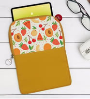 BK Gift Meyveler Tasarımlı Taşınabilir Koruyucu Tablet Kılıfı & Organizer Çanta - Sarı-1