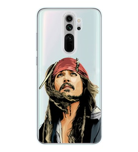 Redmi Note 8 Pro Uyumlu Jack Sparrow Tasarımlı Şeffaf Telefon Kılıfı
