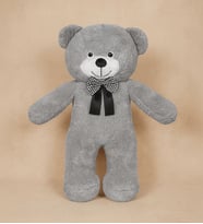 50 cm Peluş Ayı – PapyonDetaylı Sevimli Oyuncak Ayı (Gri)