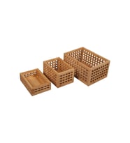 3 Lü Stil Kare Bölme Desenli Retro Düzenleyici Organizer Sepet
