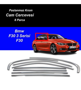 Bmw 3 Serisi F30 Cam Çıtası Komple Set Çerçevesi Kromu Nikelajı 2011-2019