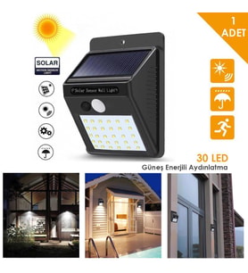 Technojet 1Adet 30 Ledli Solar Hareket Sensörlü Bahçe Aydınlatma Lamba Dış Mekan Güneş Enerjili
