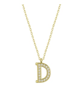 Gümüş Gold D Harfi Kadın Kolye SL4757