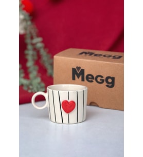 1 Adet Çizgili Kalp Mug