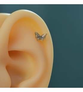 Lacivert Kelebekli Çelik Piercing Helix Kıkırdak Conch Lob Gold (Çok Renkli)