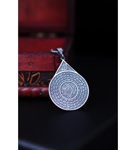 ENCİLİ SİLVER 925 Ayar Gümüş Özel Tasarım Süleyman Mührü Detaylı Esma-i Hüsna Model Erkek Kolye